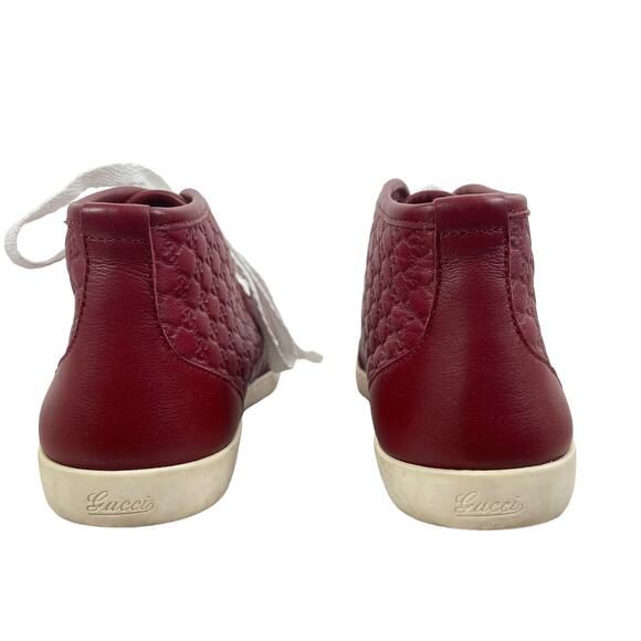 GUCCI Microguccissim Red Leather High Top Sneakers Lace Up Size 36 - Picture 7 of 11